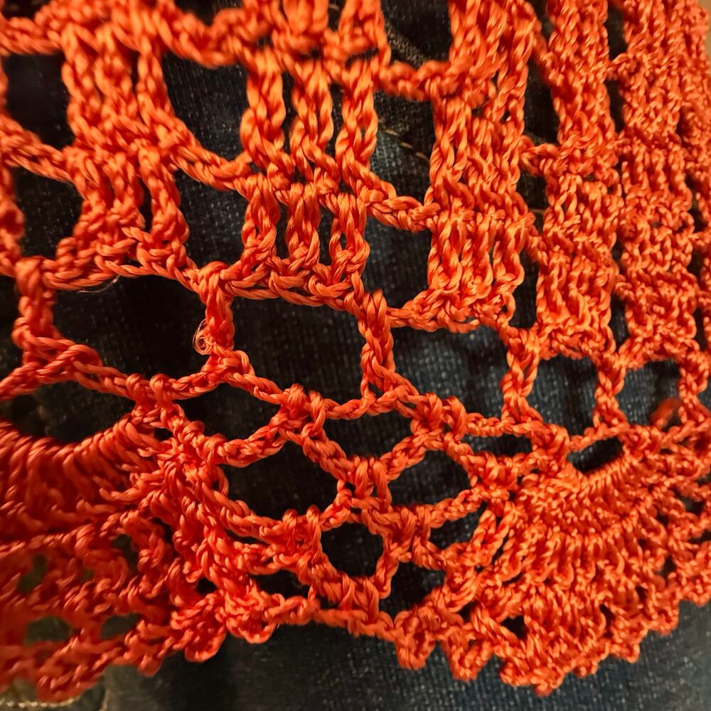 Bettie Paige Orange Crochet Long Sleeve Top Scoop neck - Picture 5 of 14